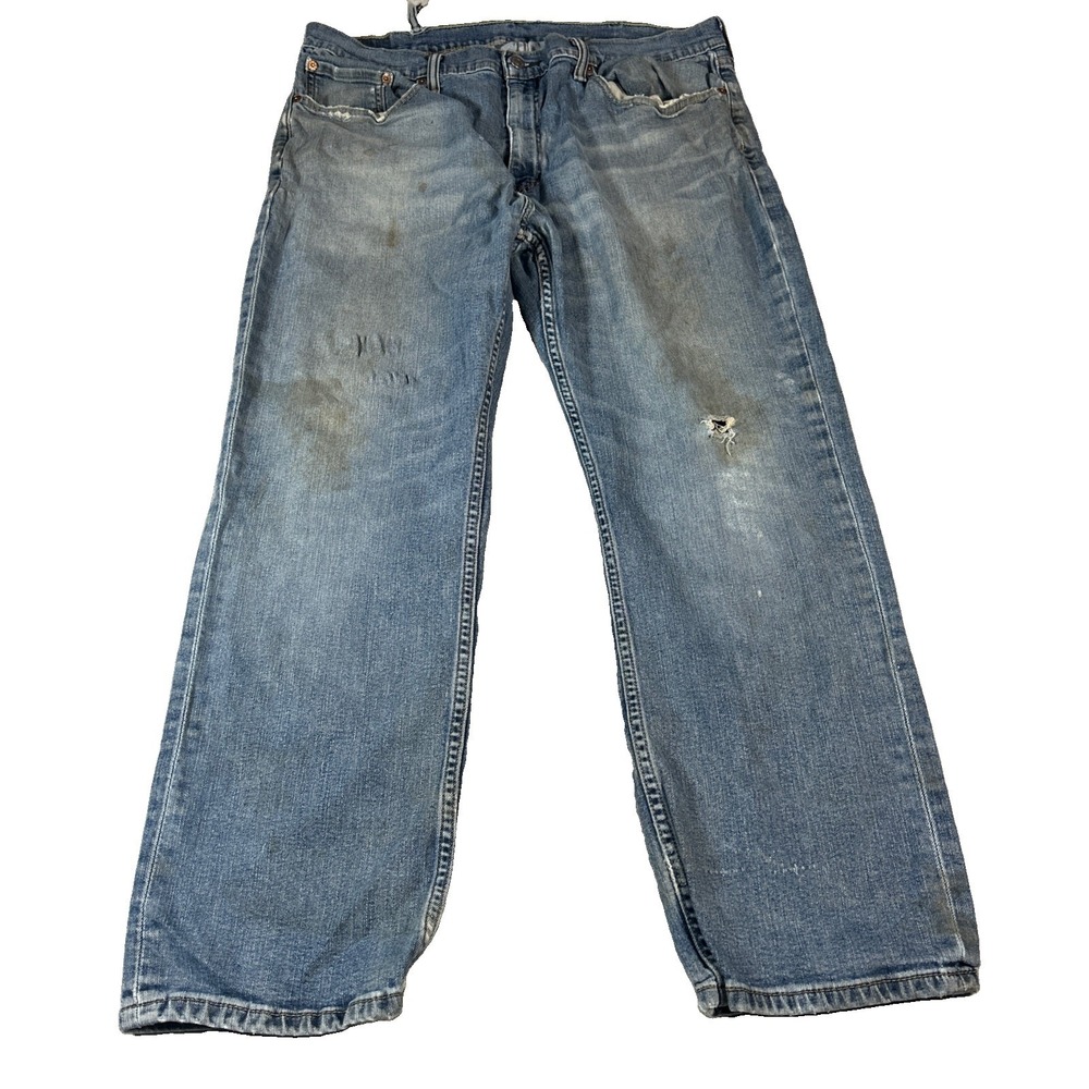 Levi's 559 Relaxed Straight Jeans Blue Distressed Denim Men's Regular 38x30 Work